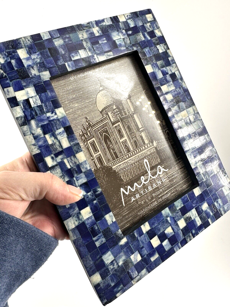 Indigo Hand Painted 4x6 Photo Frames by Mela Artisans Popsugar NWOT Tiles  