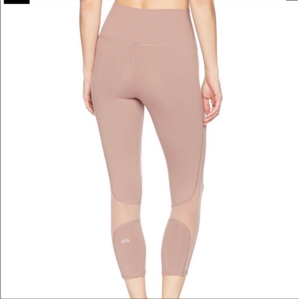 ALO Pink Cropped Mesh Leggings for Women - Size Small