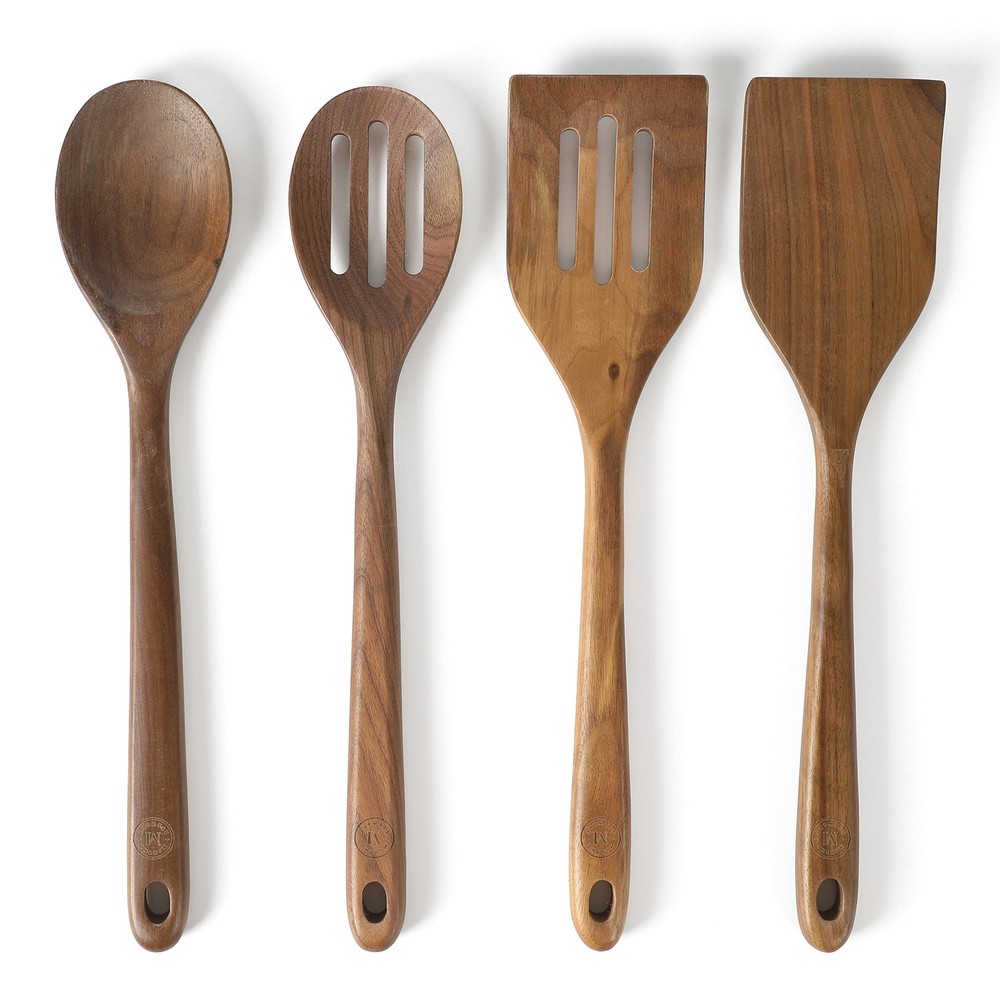 Bainford 4-Piece Wooden Kitchen Tool Set - Walnut
