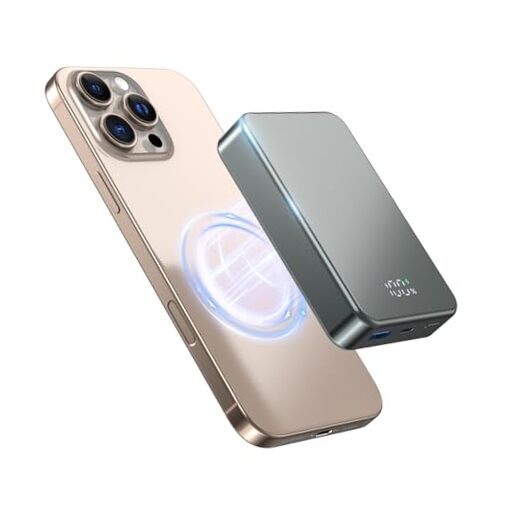 Magnetic Power Bank 26800mAh Magsafe Compatible Portable Charger Glacier Gray