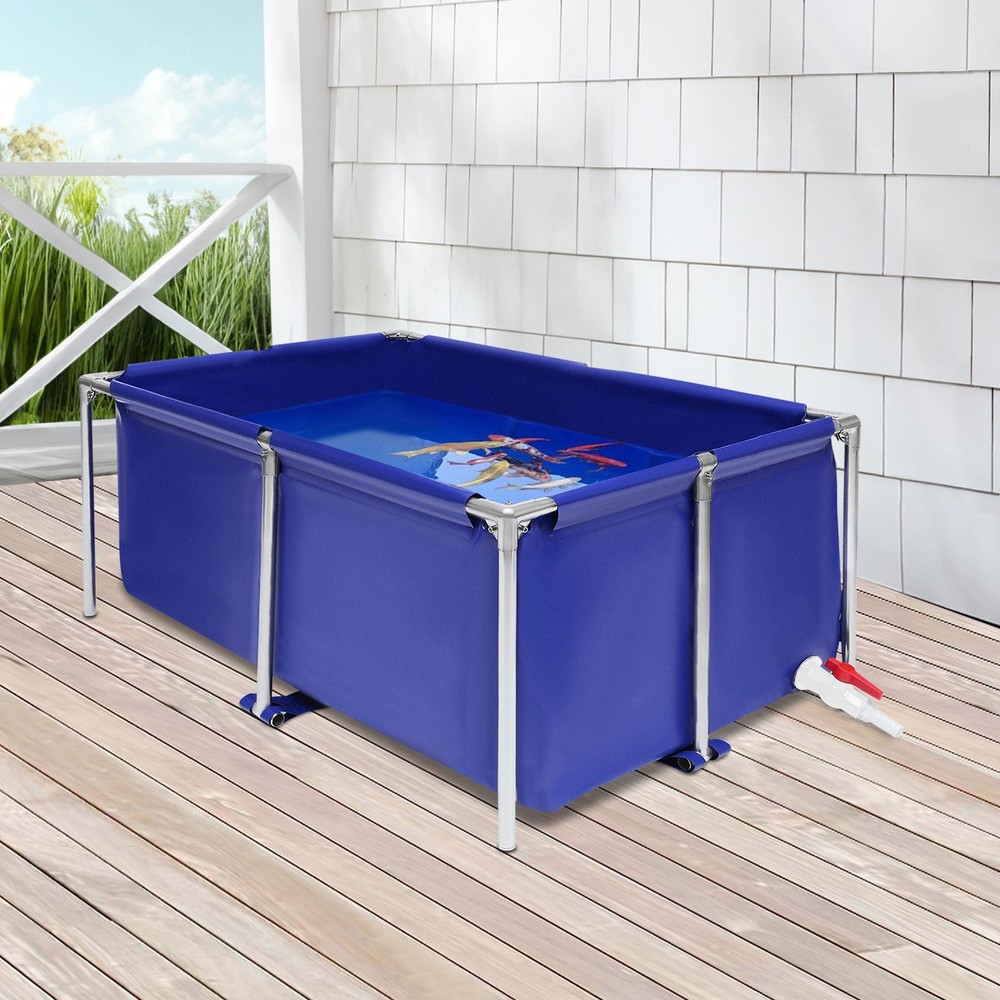 Blue Cuboid Canvas Fish Pond Aquarium Fish Water Tank Coating Koi Breeding Pond