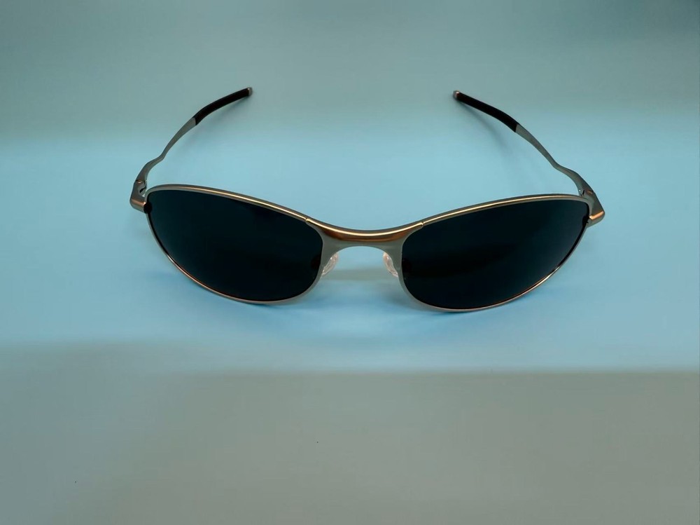 Oakley Whisker Gen 1 Sunglasses Silver Frame Dark Grey Lens Vintage