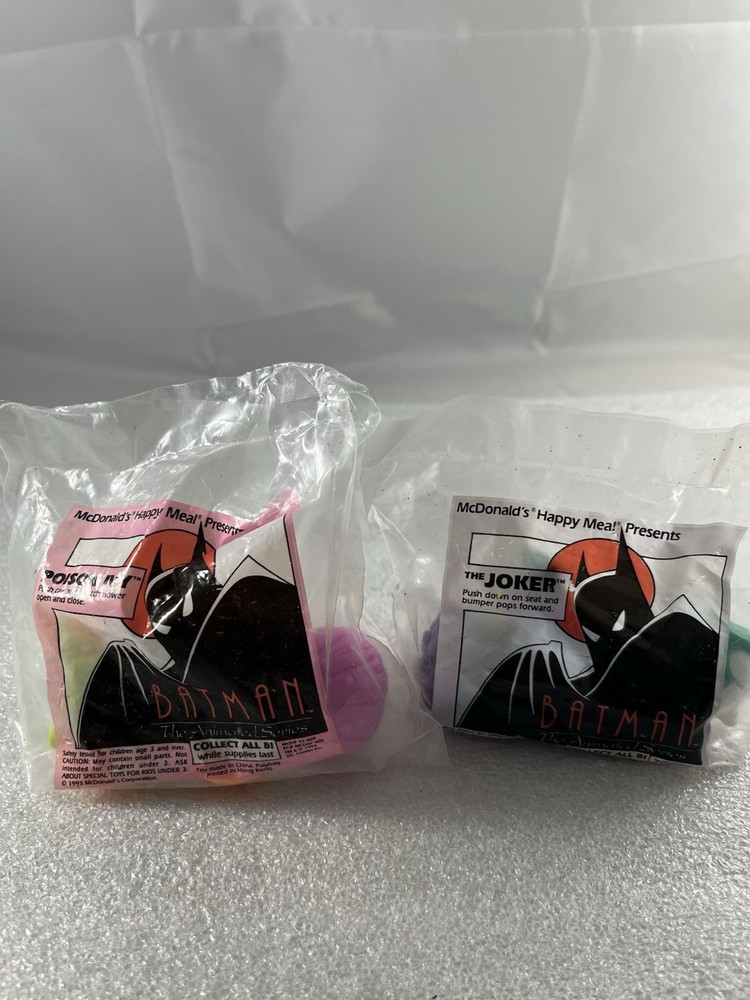 Vintage McDonalds Happy Meal The Joker, Batman 1993 Toys Lot of 2. Sealed