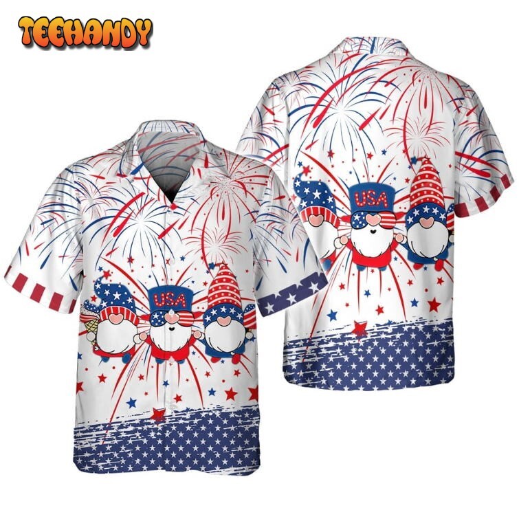 Independence Day Gnome Hawaiian Shirts Gnome Usa 3D All Over Printed