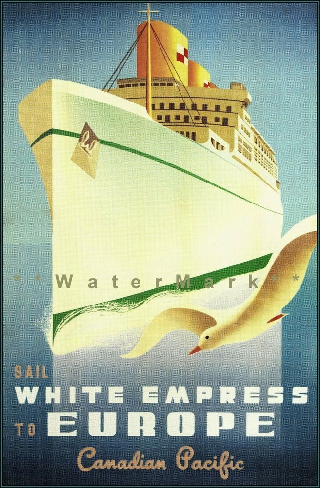 Canadian Pacific Ocean Liner White Empress 1950 Vintage Poster Print Retro Art