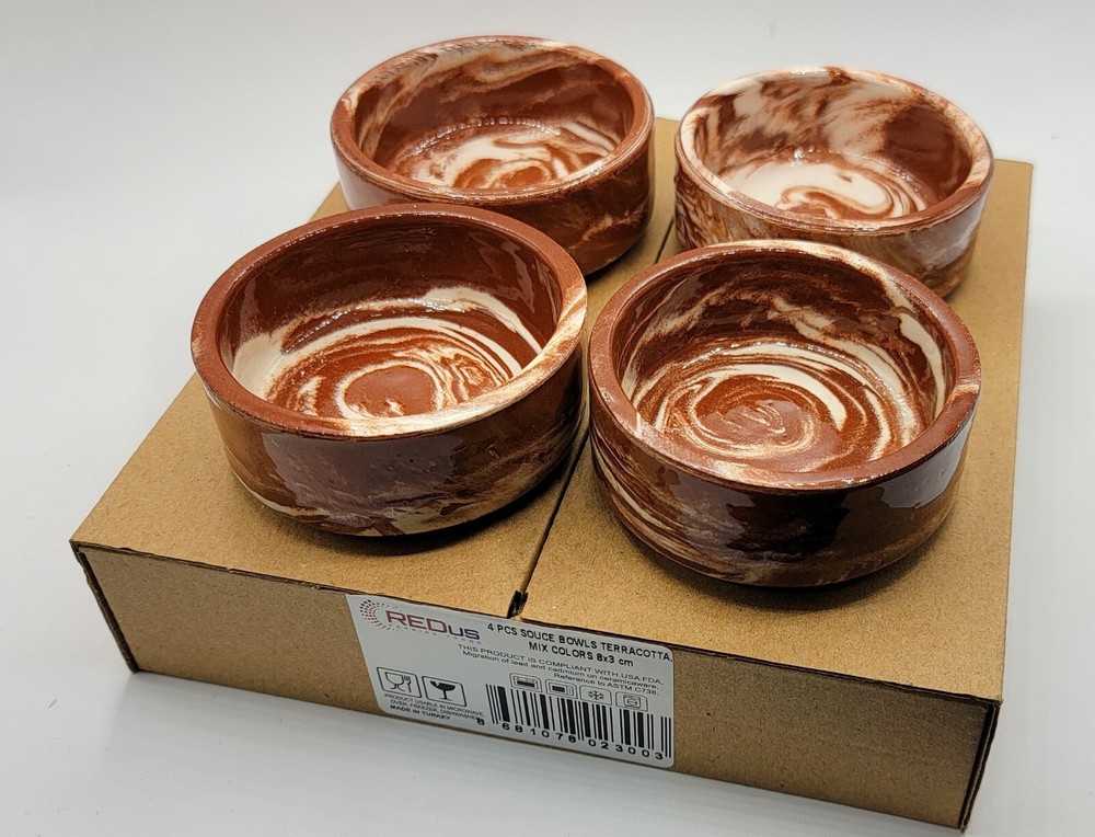 Brand NEW 4Pcs Terracotta Bowls Sauce Serving Dipping Cooking CLEARANCE SALE !!-image