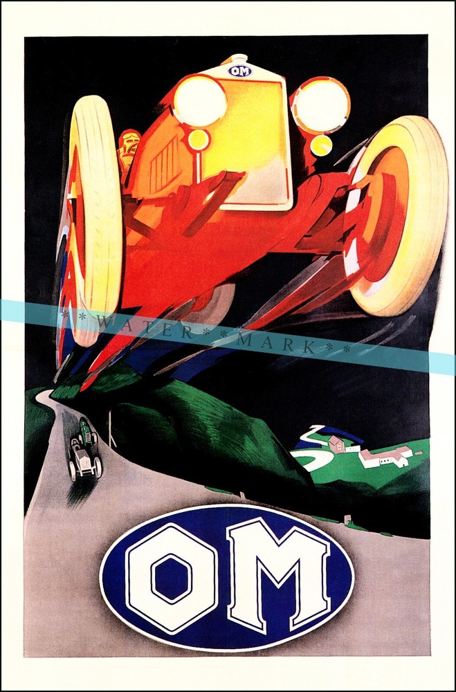 OM Car 1924 Legenday Italian Auto Art Vintage Poster Print Retro Style Wall