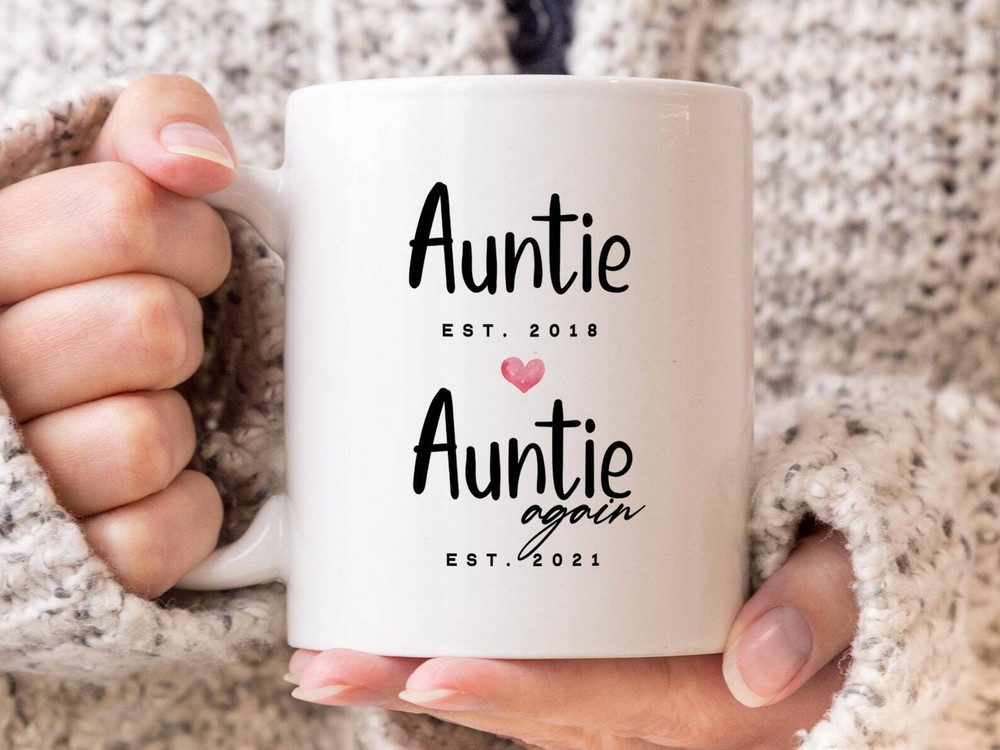 Auntie Est 2021 Coffee Mug Pregnancy Announcement Coffee Mug Custom Gift To