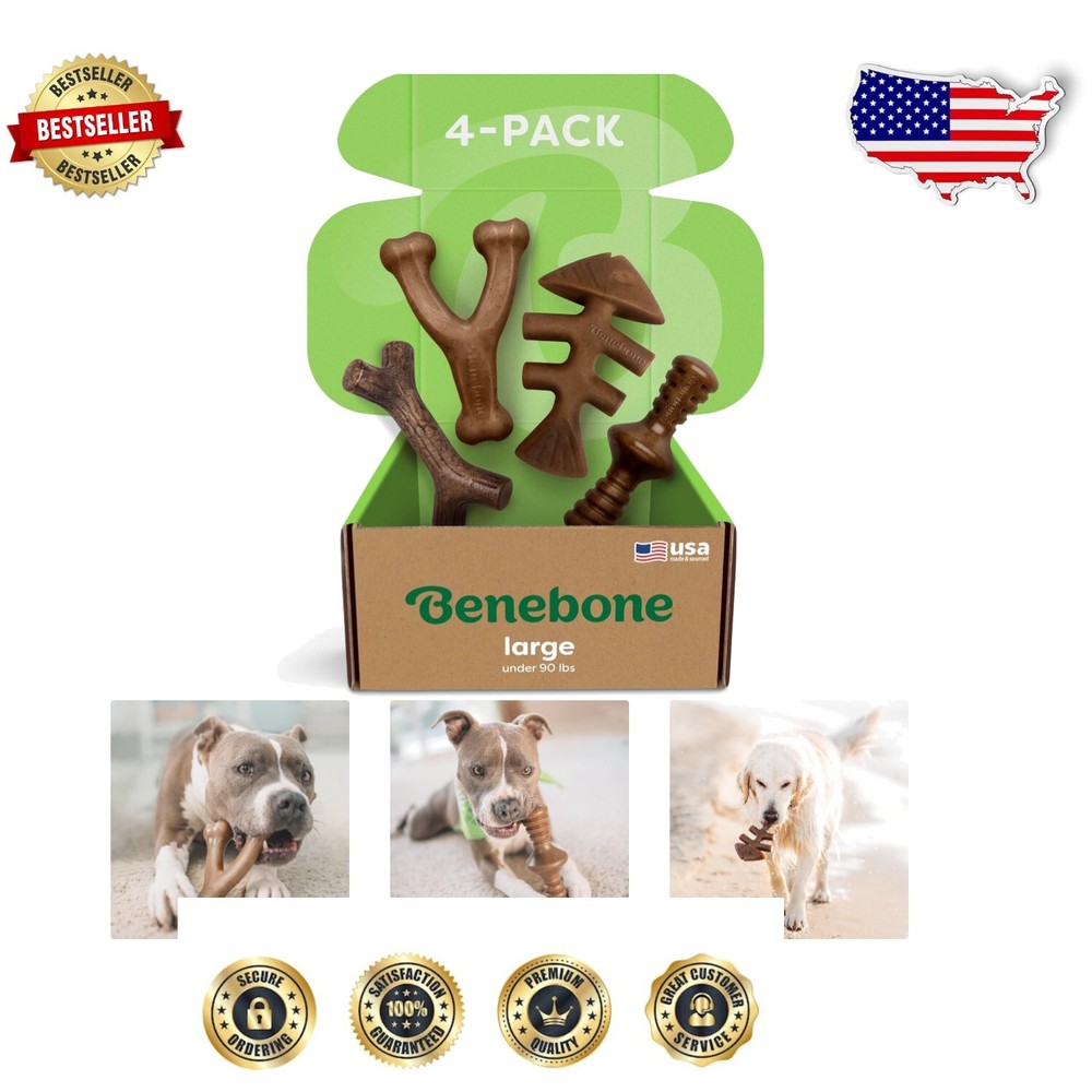 4-Pack Nylon Dog Chew Toys - Ultimate Durability for Aggressive Chewing Fun