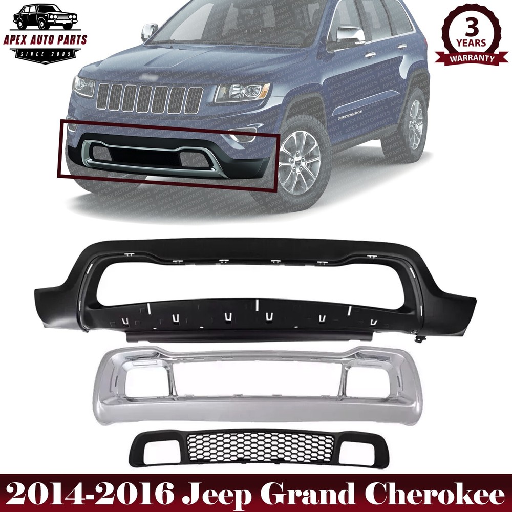 Front Bumper Lower Cover & Grille Kit For 2014-2016 Jeep Grand Cherokee