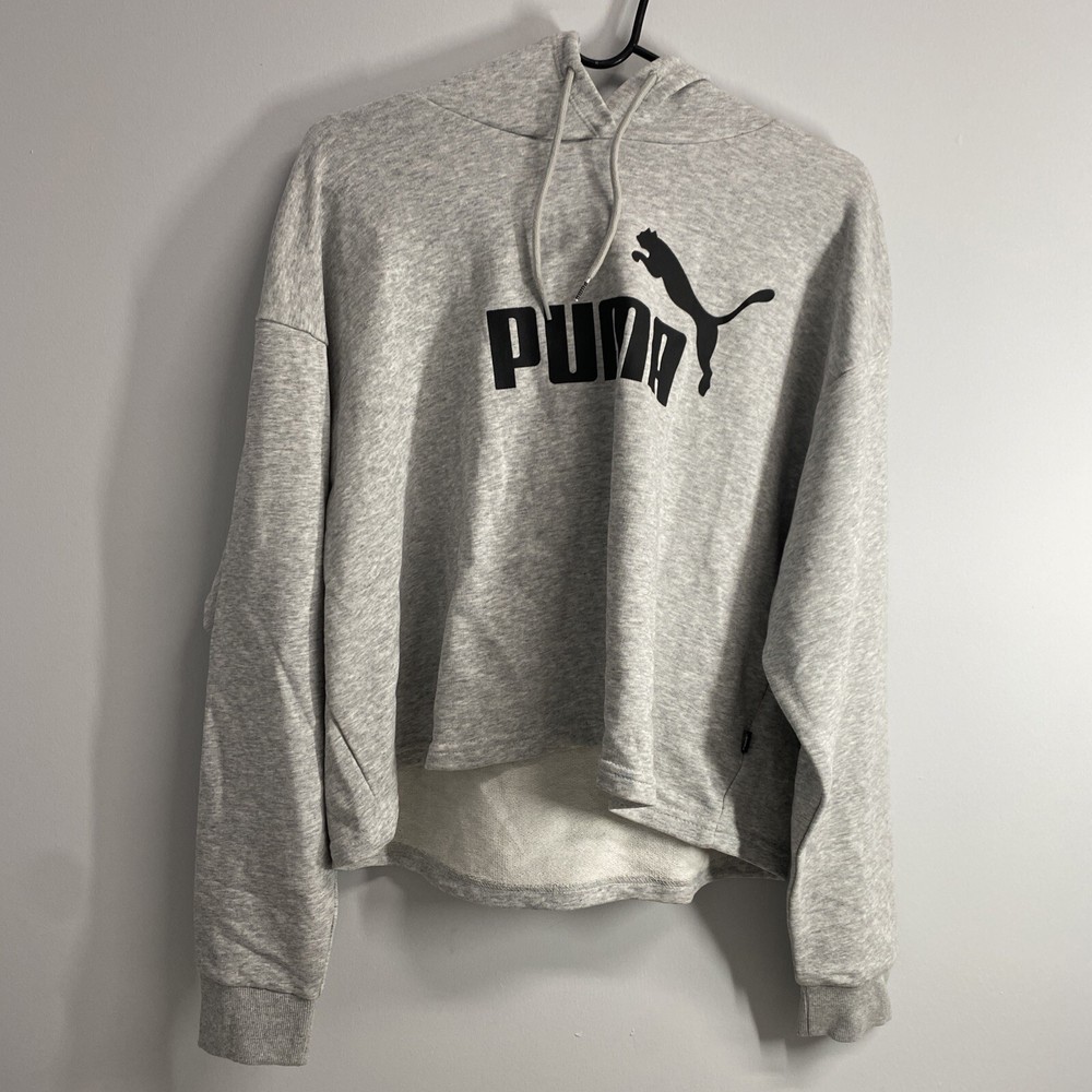 Womens 586870 04 Puma Essentials Cropped Logo Large Gray Hoodie TR “Ml-17”