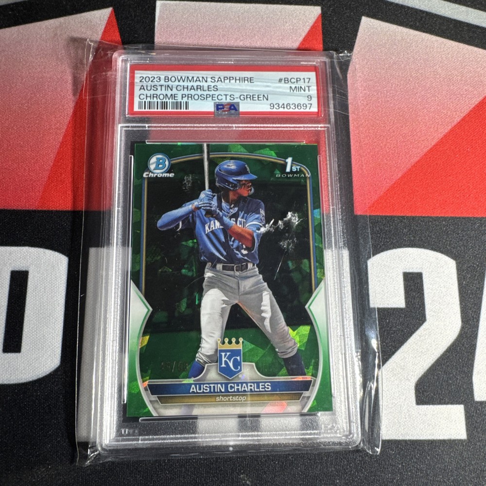 2023 Bowman Chrome Sapphire Austin Charles Green Refractor 60 PSA 9 BCP-17