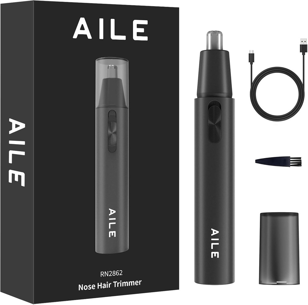 USB Rechargeable Men's Nose & Ear Hair Trimmer 12000 RPM Black  