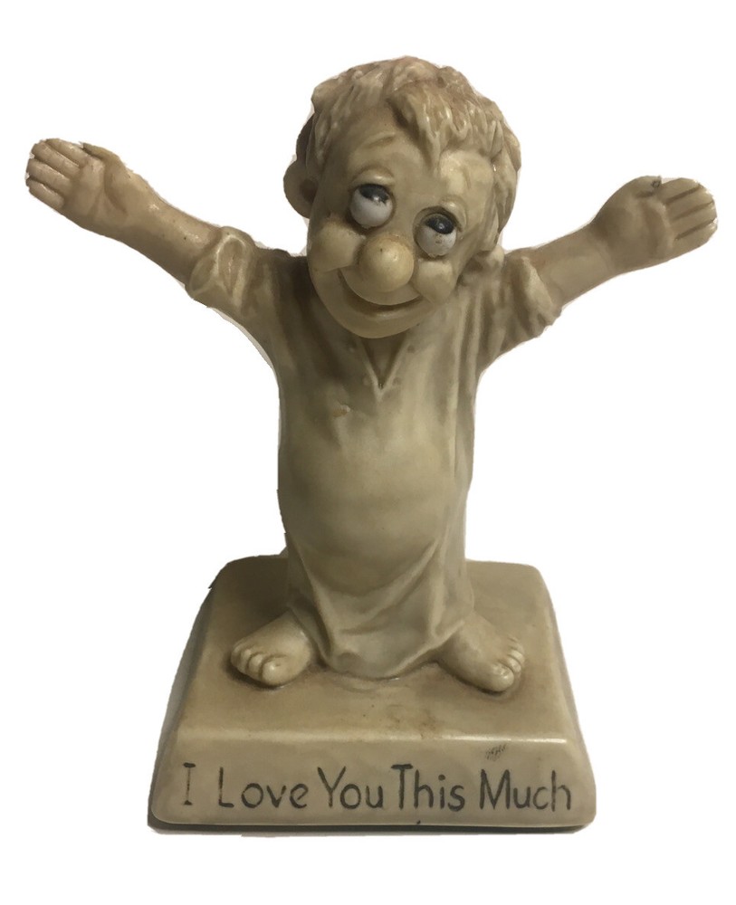 1970’s Russ Berrie Gift Figurine”I Love You This Much”Plastic Man 5”Gray Retired