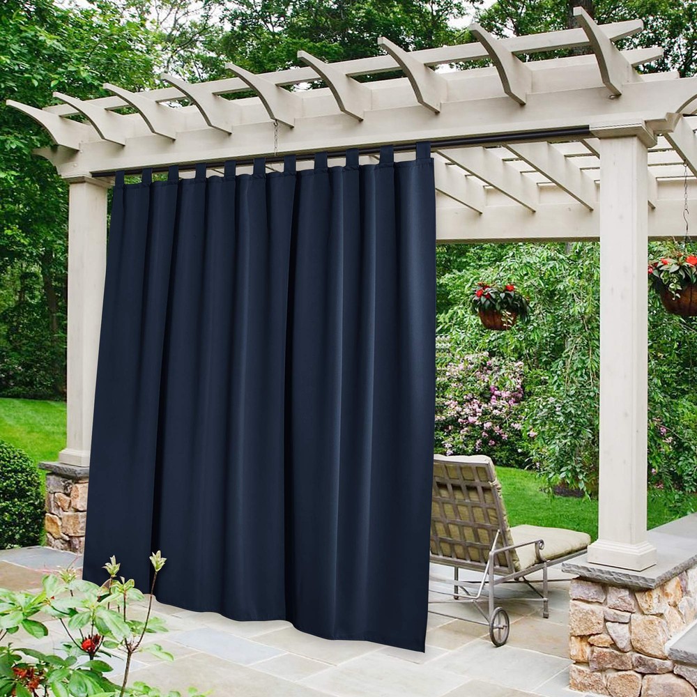 84-inch Waterproof Outdoor Patio Curtain with Detachable Tab Top Room Darkening Design