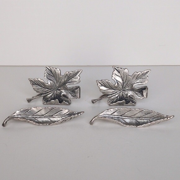Falling Leaf Silver Tone Placecard Holders Set by Pottery Barn