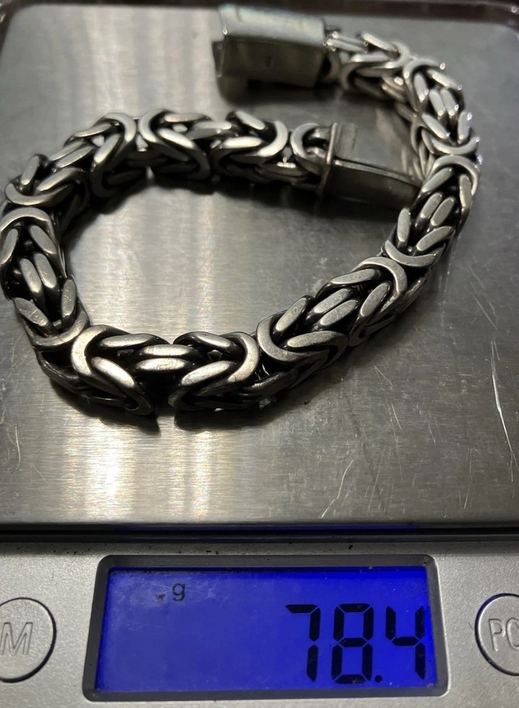 Sterling silver 925 Thick Byzantine Heavy Bracelet 78.5 Grams 8.5 Inches