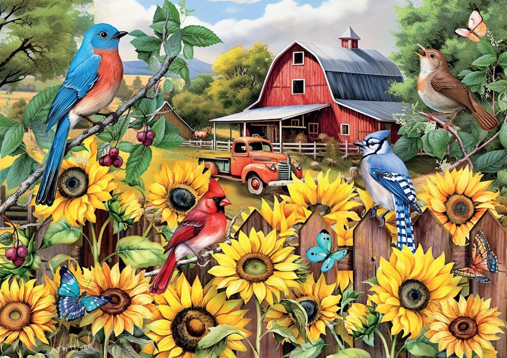- Tom Wood - Sunflower Friends - 500 Piece Jigsaw Puzzle for Adults Challengi...