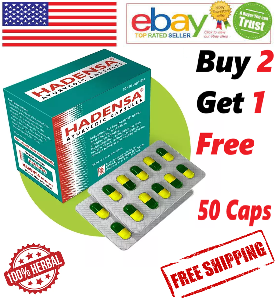 Hadensa Ayurvedic Pills (50 Caps) 100% Herbal & Natural (Free Ship)