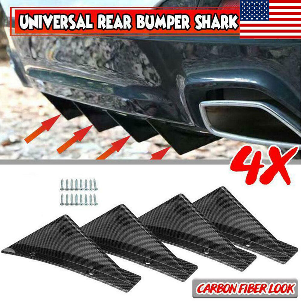 Carbon Fiber Rear Bumper Diffuser Shark Fin Spoiler Lip Splitter