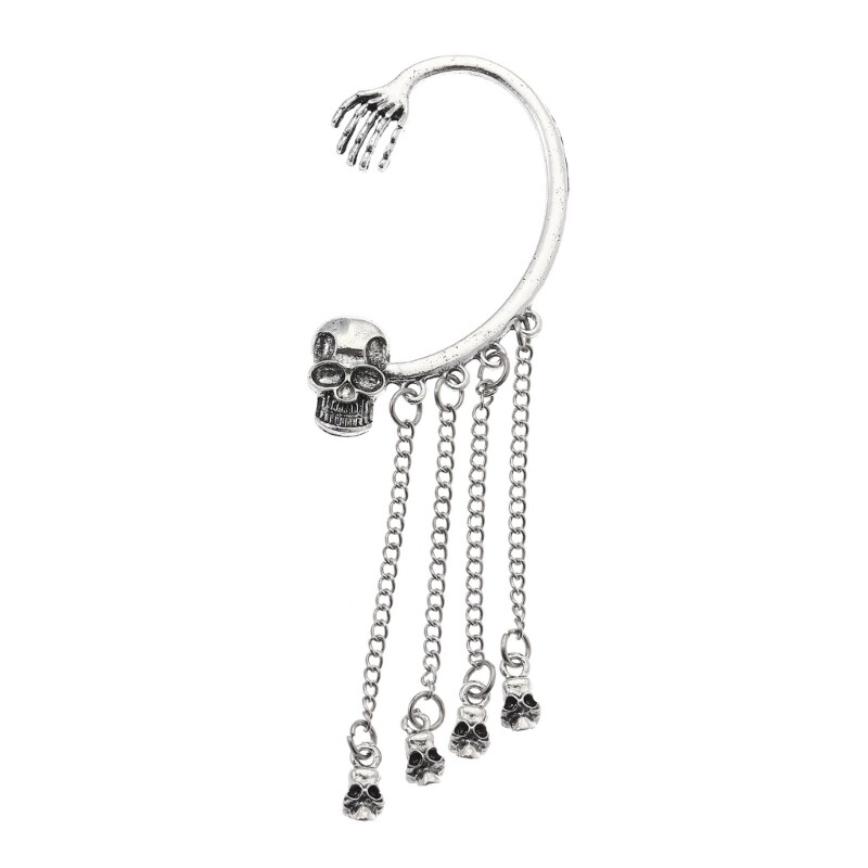 Edgy Skull Fringe Ear Cuff - Stylish Gothic Ear Jewelry