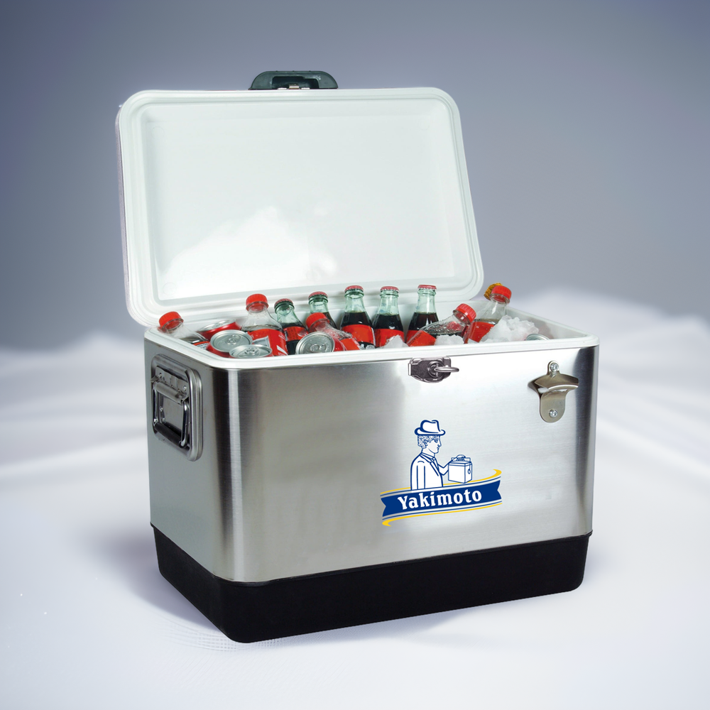 Yakimoto 54Qt Large Stainless Steel Hard Cooler Box,Passive insulation Ice Chest