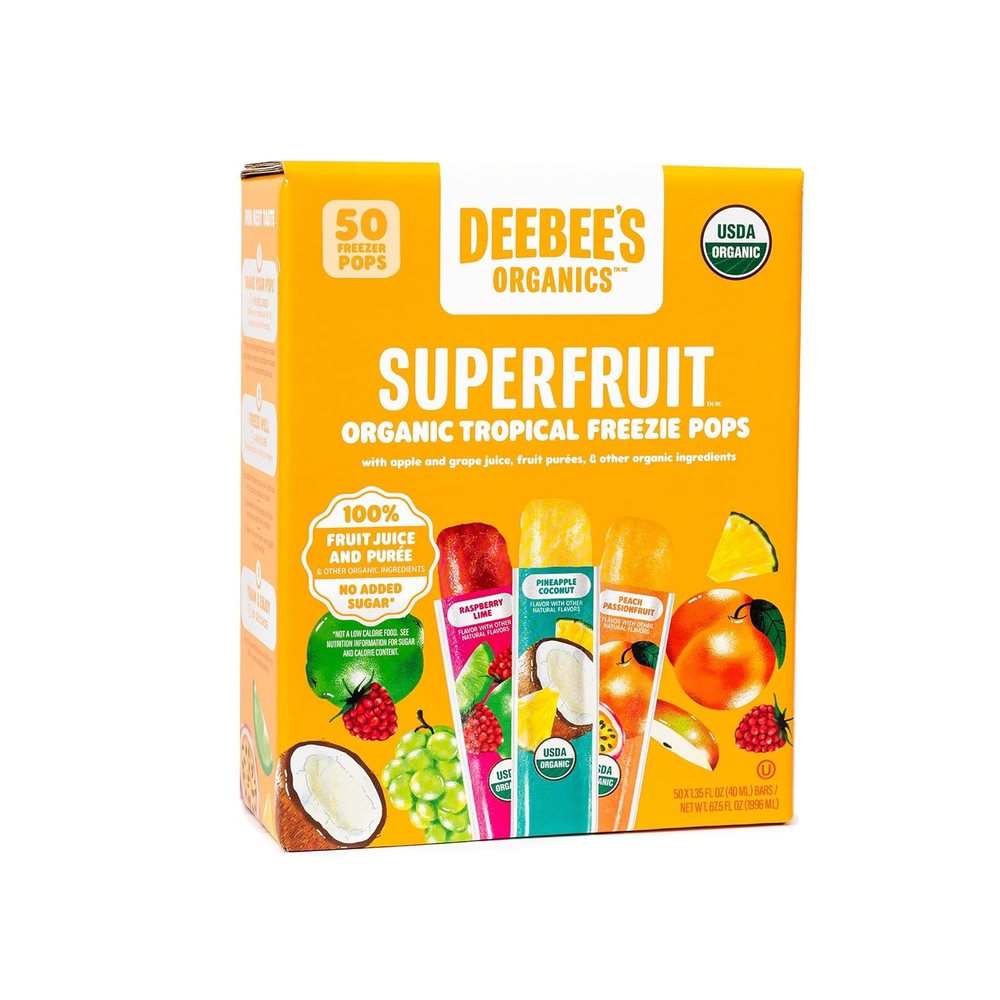 Organics Freezie Pops Variety Pack, No Added Sugars, 50 Pack