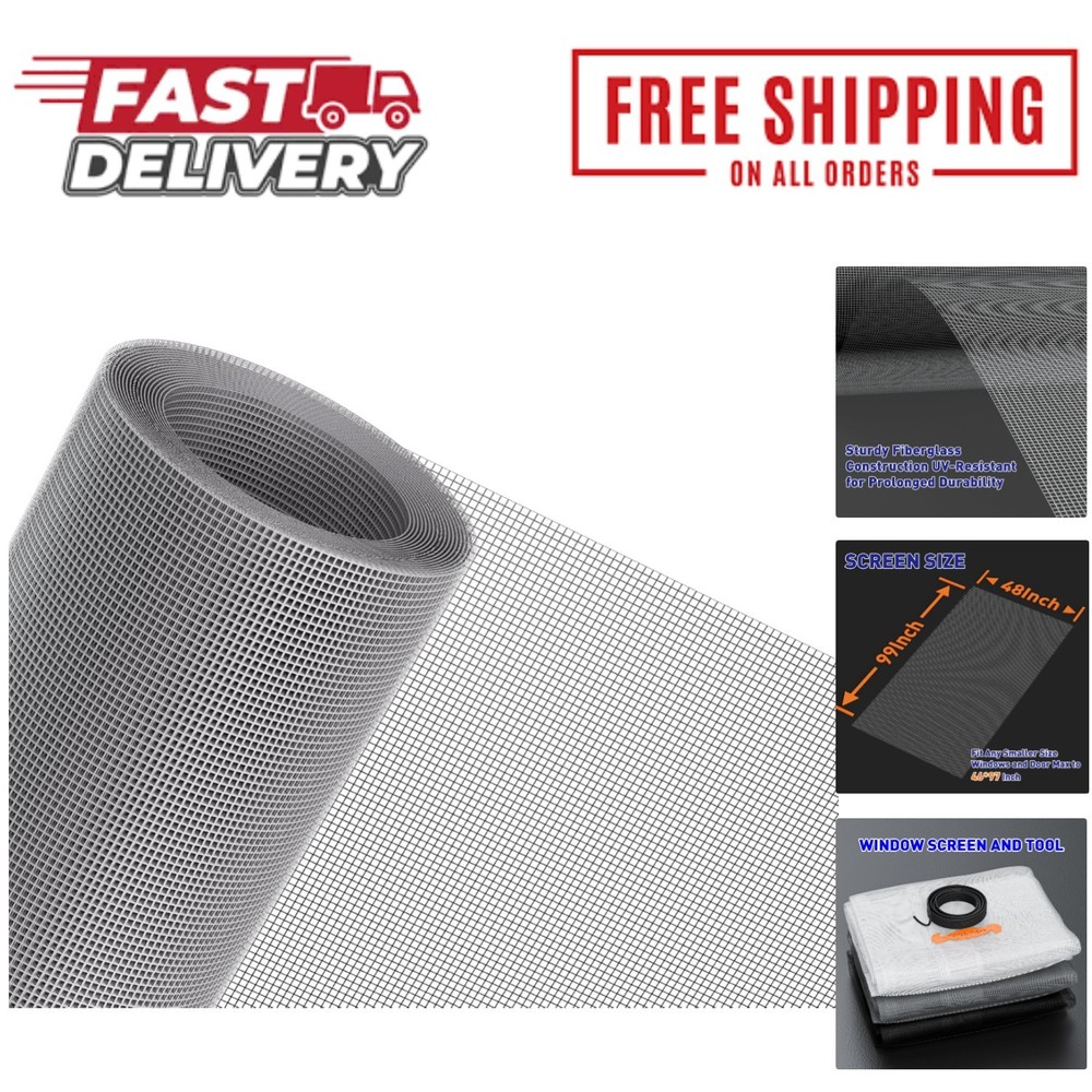 Gray 48x99 Inch Washable Adjustable Projector Screen Replacement with Easy Installation