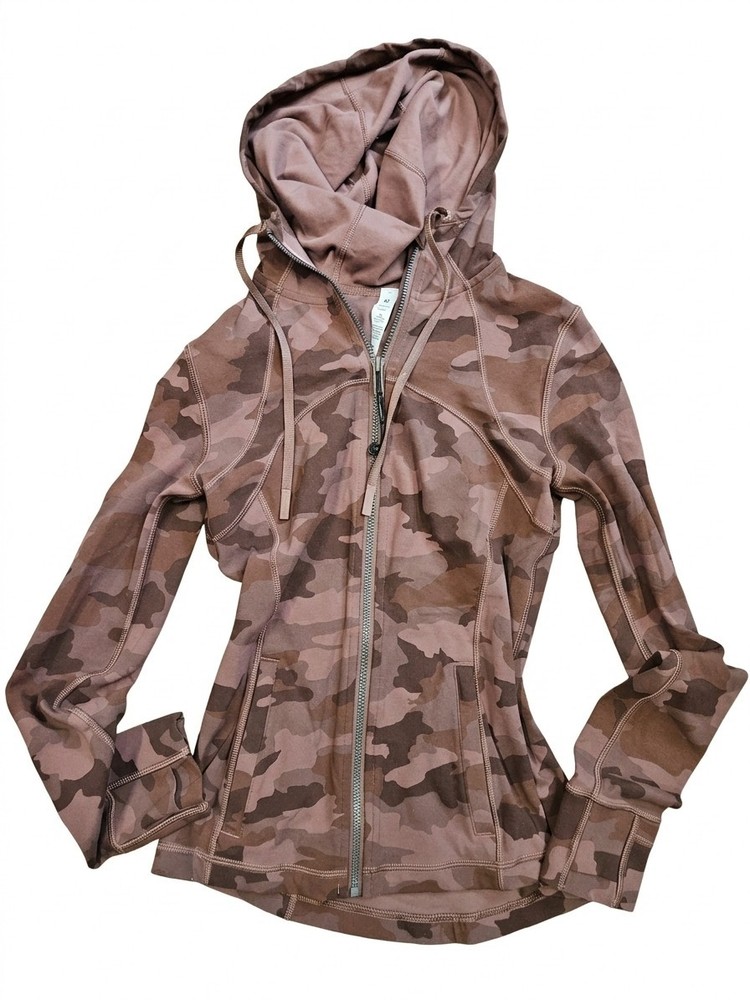 Lululemon Define Jacket Size 4 Heritage 365 Camo Dark Brown Green Full Zip