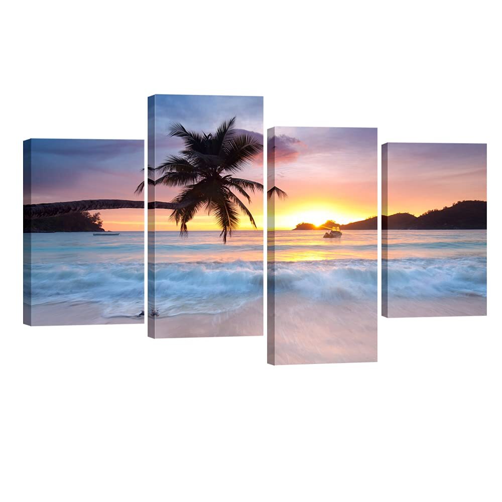 Sunrise Beach Theme Canvas Prints Wall Art Ocean Sea Pictures Paintings for L...