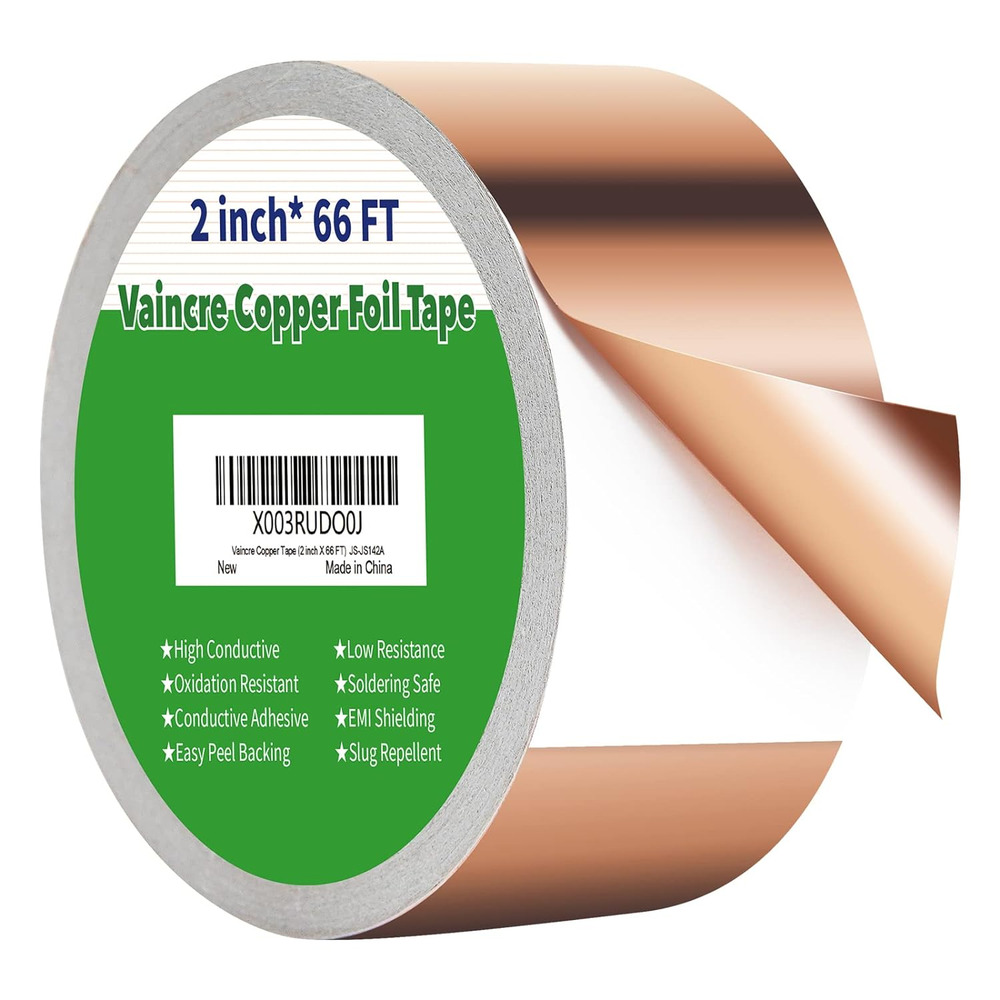 Copper Tape Conductive Adhesive, Foil Taper (2Inch X 66 FT)