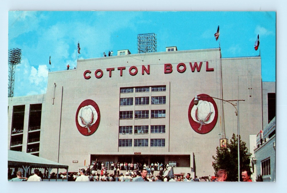 Cotton Bowl Dallas Texas Main Entrance Football New Year's Day Postcard C2
