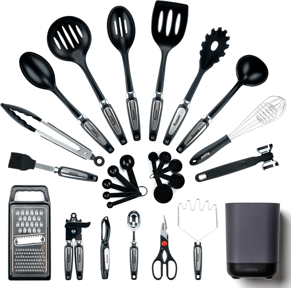 Silicone Kitchen Utensils Set & Holder: Cooking Utensils Set - Kitchen Essential