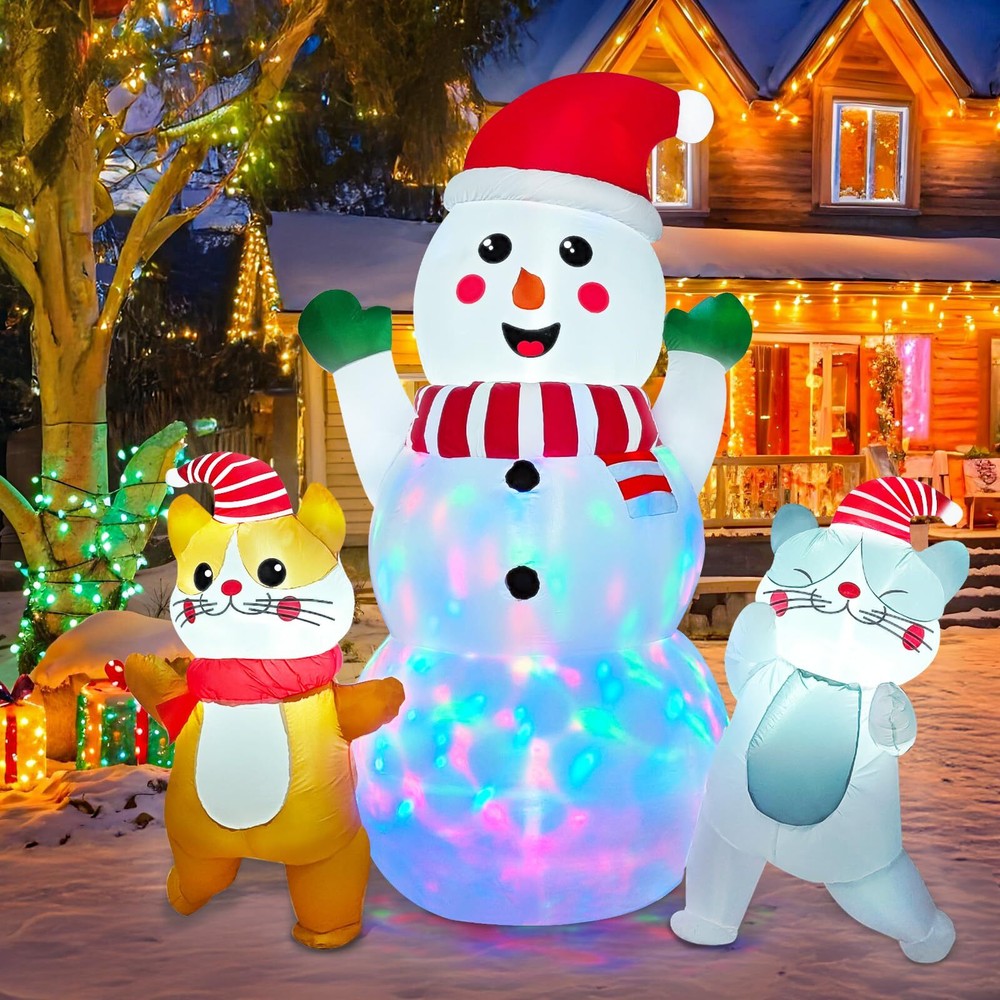 6FT Snowman Inflatable Christmas Decorations Outdoor, Christmas Blow Ups Snow...