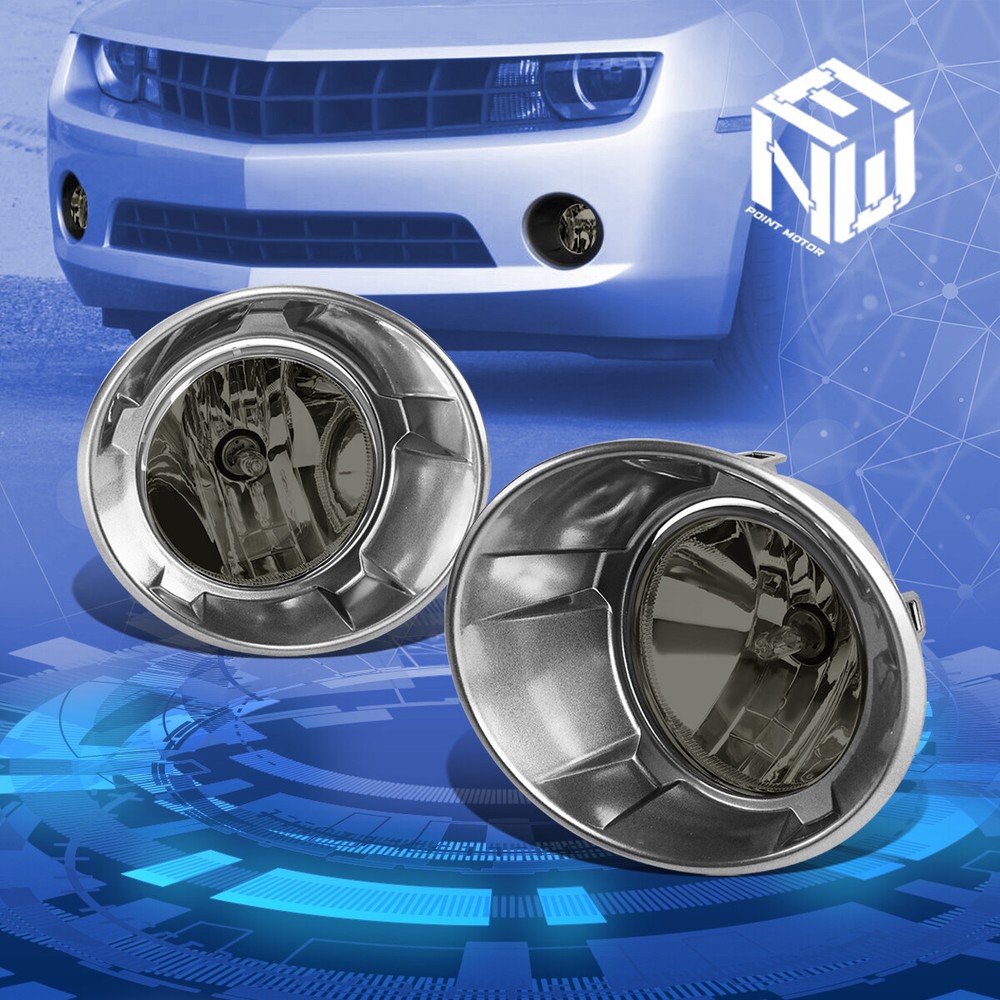 10-13 Chevy Camaro Smoked Lens Chrome Bezel Fog Lights Replacement
