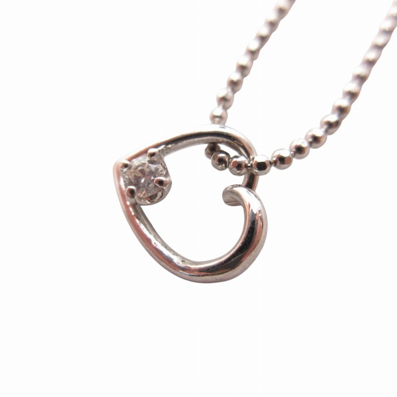 Dior Heart D Logo Silver Pendant Necklace with Ball Chain 5.4 Inch
