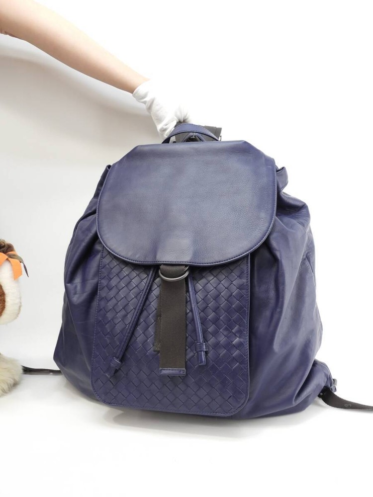 Bottega Veneta Backpack Intrecciato Leather Blue Rucksack Bag B04368741E