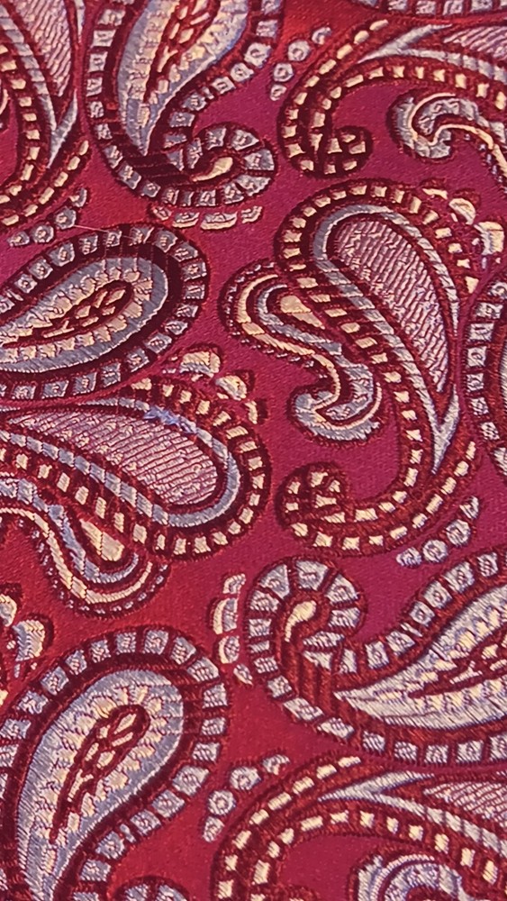 Nordstrom Mens Silk Paisley Tie Red Blue Woven 3.25 Inch