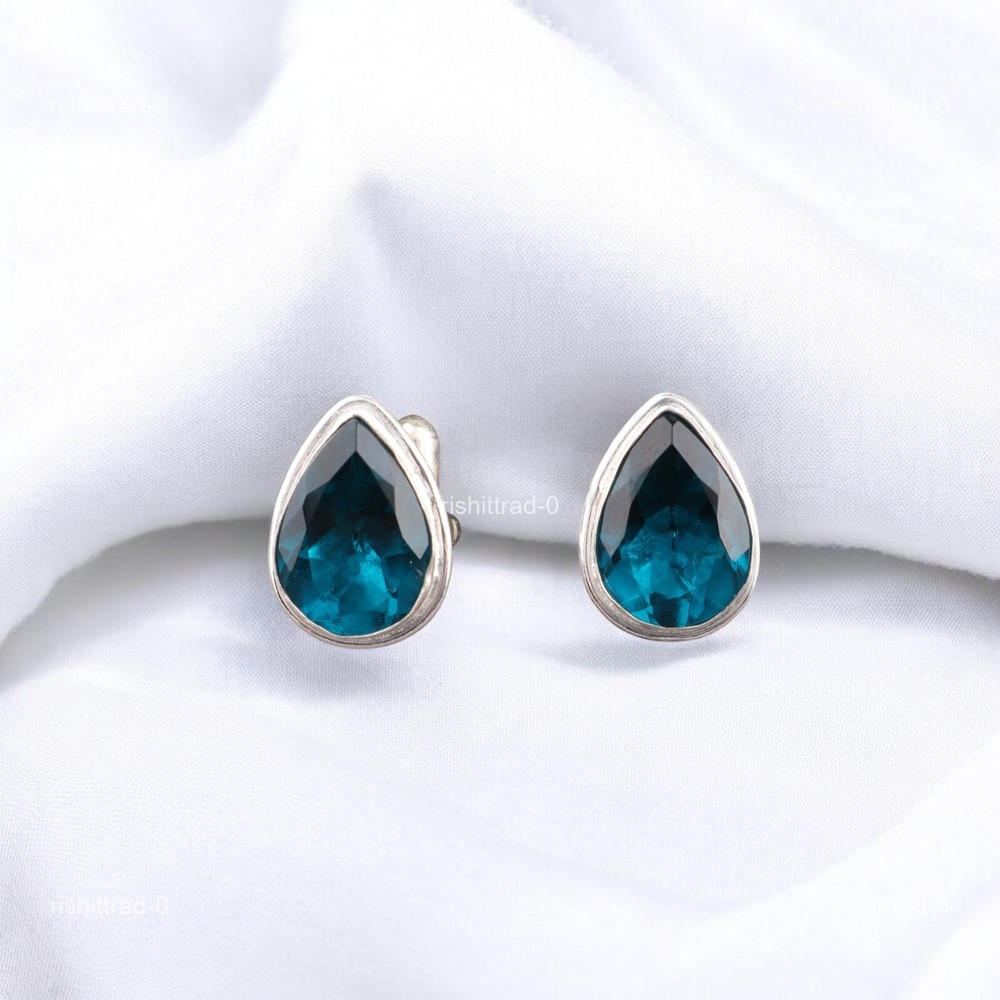 Apatite Stone Sterling Silver Blue Cyber Monday Anniversary Fathers Cufflinks-image