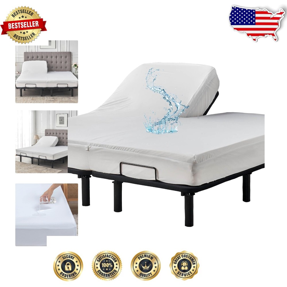 Machine Washable Waterproof Split Top King Mattress Cover - Fitted Sheet Style