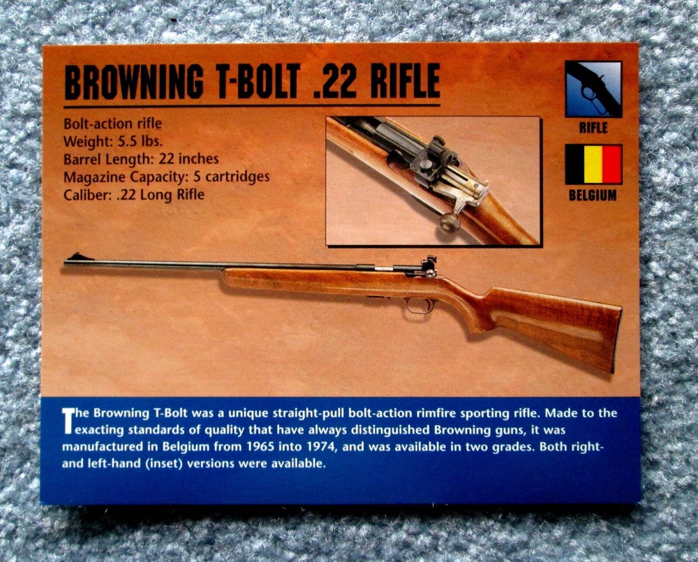 Browning T-Bolt .22 Rifle Classic Firearms Photo Card u
