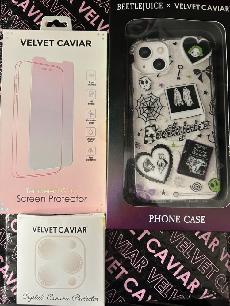 Beetlejuice iPhone 13 case with crystal lens and screen protector