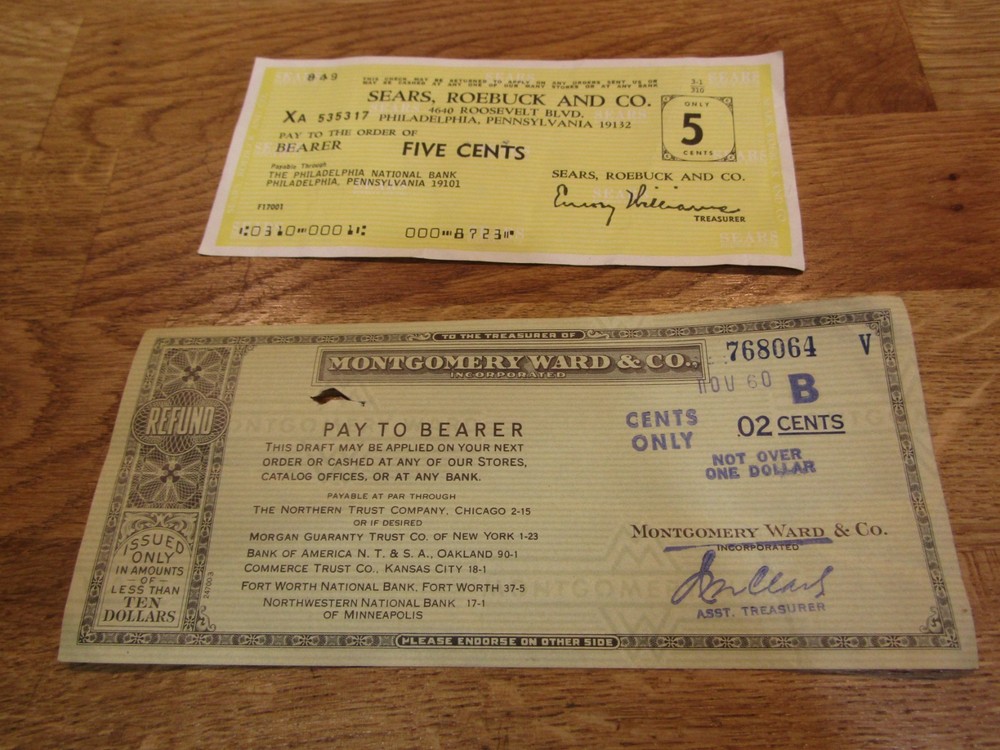 Vtg Cash Refund Vouchers Lot Sears Roebuck and Montgomery Ward-image