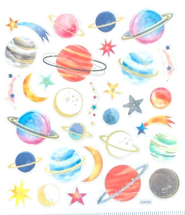 Space Planets Stars  Foil Stickers Planner DIY Crafts Teacher Supply Galaxy