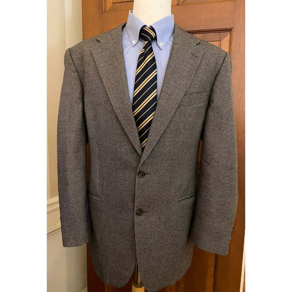 Chaps Ralph Lauren Houndstooth Sport Coat Mens 44R Wool Two-Button Jacket Blazer