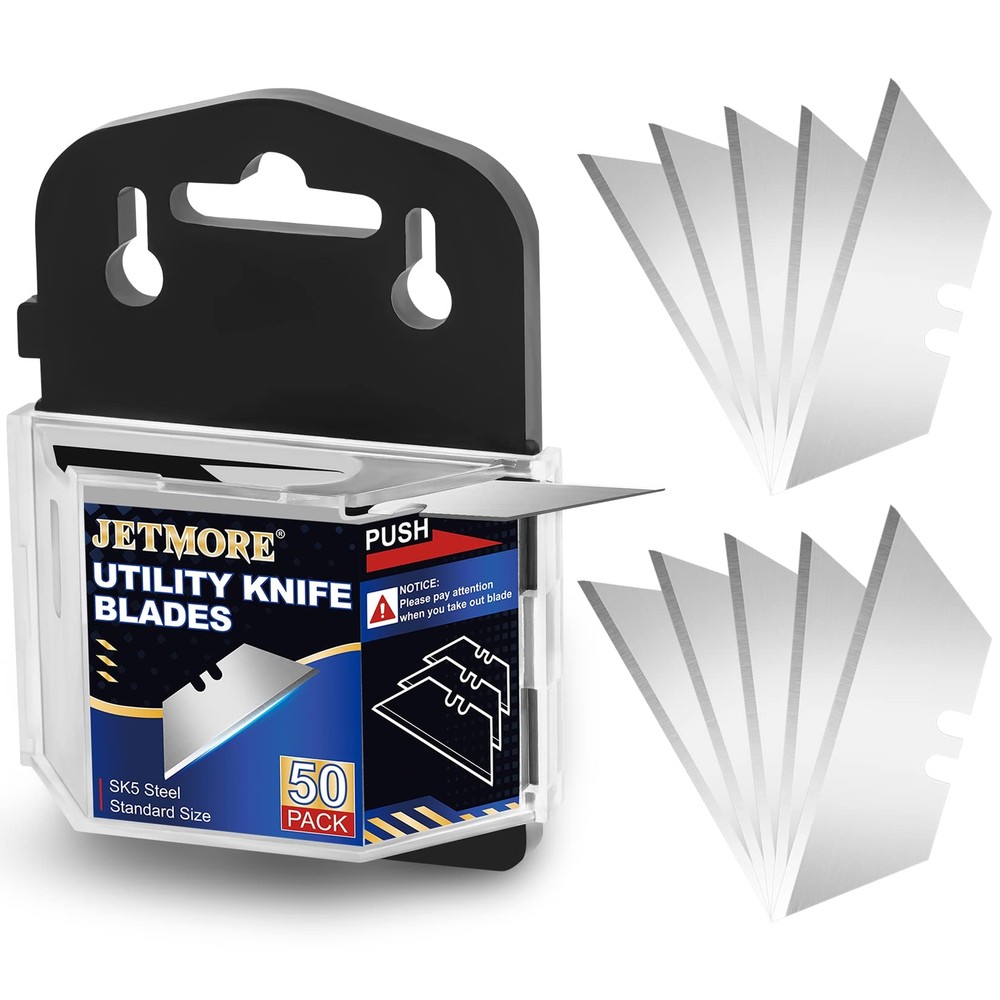 Utility Knife Blades 50 Pack Box Cutter Blades SK5 High Carbon Steel Utility ...
