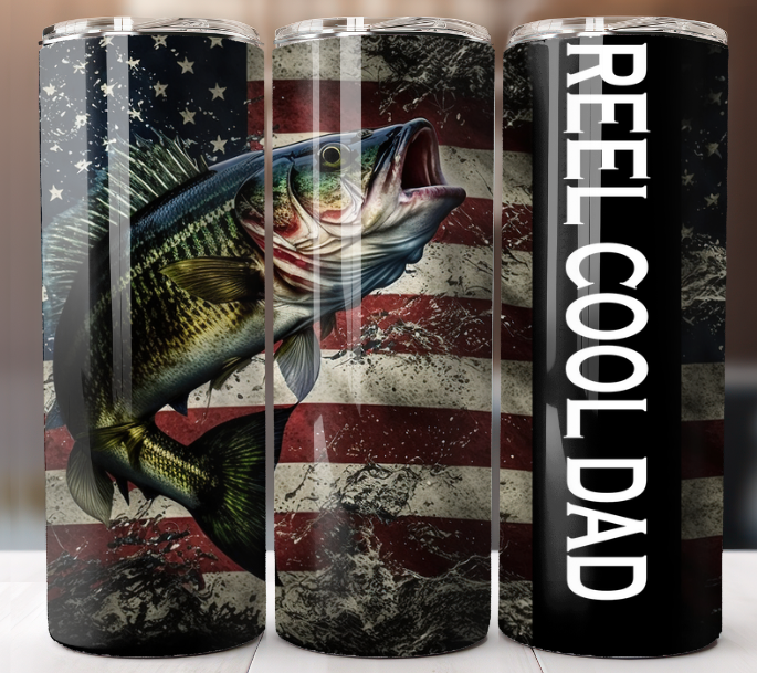 Fathers Day  Fishing Tumbler 20oz Mug Cup w/ Lid Straw Stainless-image