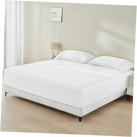 Bamboo Rayon Fitted Sheet and Queen - 3 PCS (NO Flat Sheet) 07 Bright White