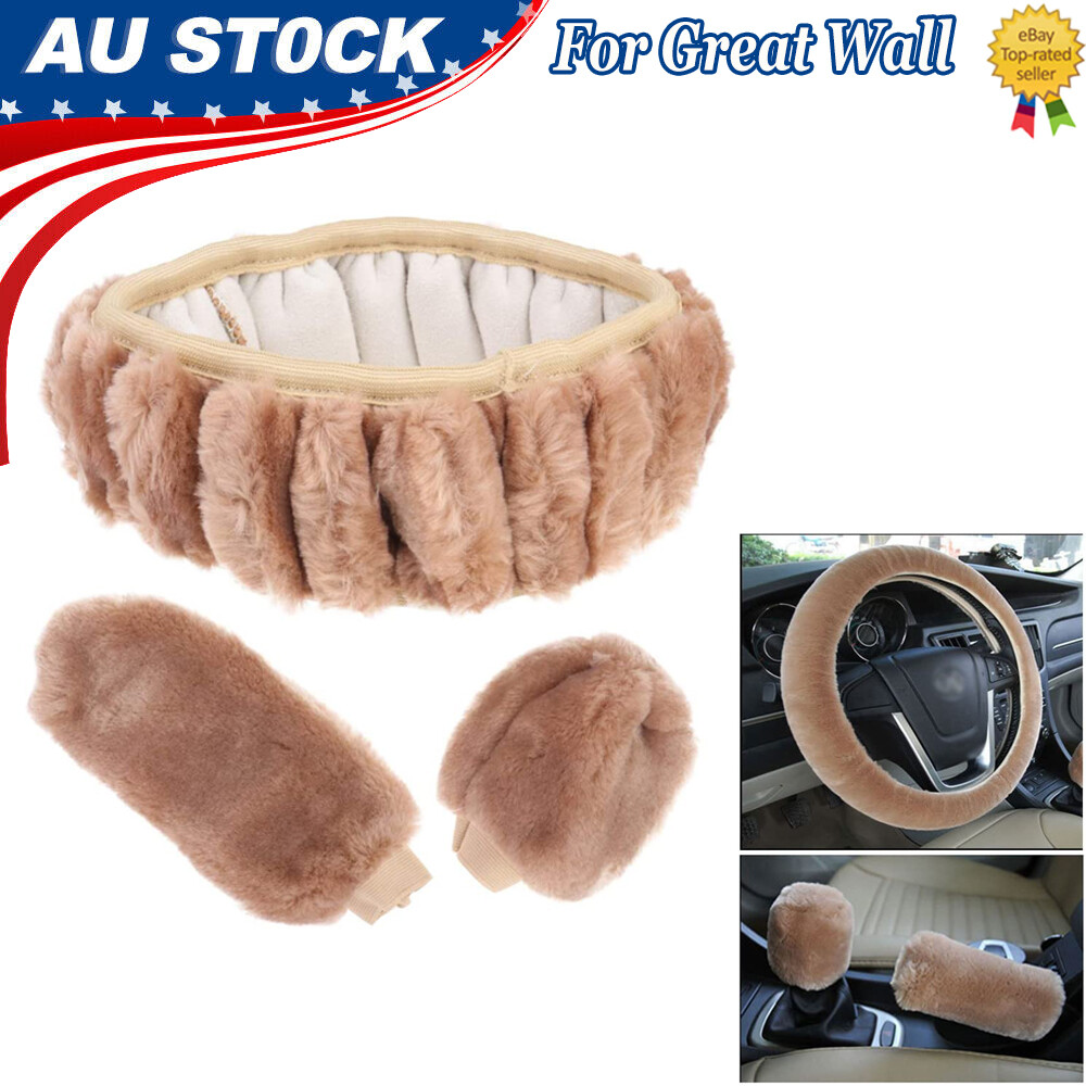Car Steering Wheel Cover Sheepskin Faux Wool For Great Wall 3pcs For Woman Girls