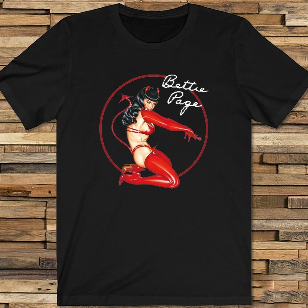 Christmas gift Red Devil Bettie Page Cotton Unisex All Size T-Shirt 23D1181